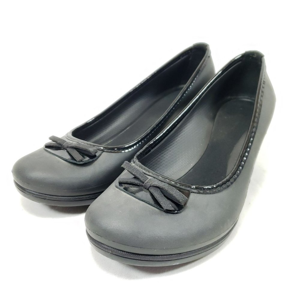 Crocs Wedge Heel Slip On Shoes Women's Sz 8 Black